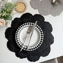 Axyaa Flower-Shaped Black Faux Leather Placemats Set for Home, Hotel, Restaurant & Christmas