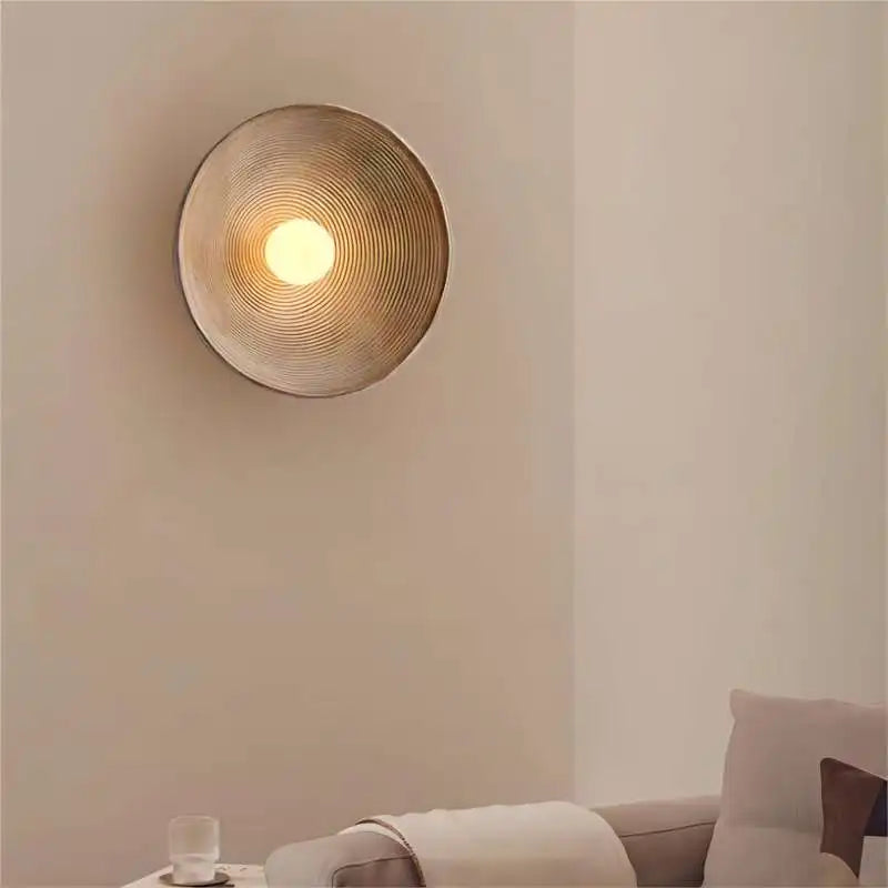 Axyaa Round Resin LED Wall Sconce Light Japanese Style Wandlamp