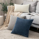 Axyaa Blue Corduroy Throw Pillow Covers 18x18 Decorative Boho Case