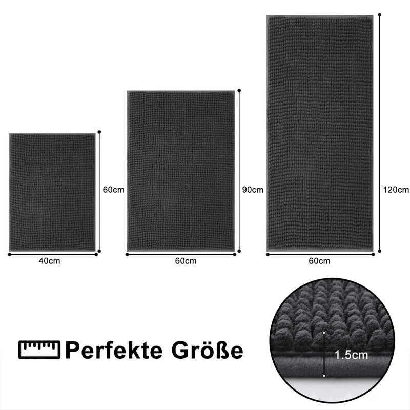 Axyaa Chenille Bathroom Mat Soft Bath Rug Absorbent Non-Slip Washable
