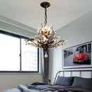 Axyaa Retro Black E14 Chandelier Crystals LED Pendant Lights - American Art Decor Hanging Lamp