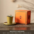 Axyaa Iced Ceramic Teacups Set - 40ML Ceramic Espresso Cups and Saucers Home Tea Set
