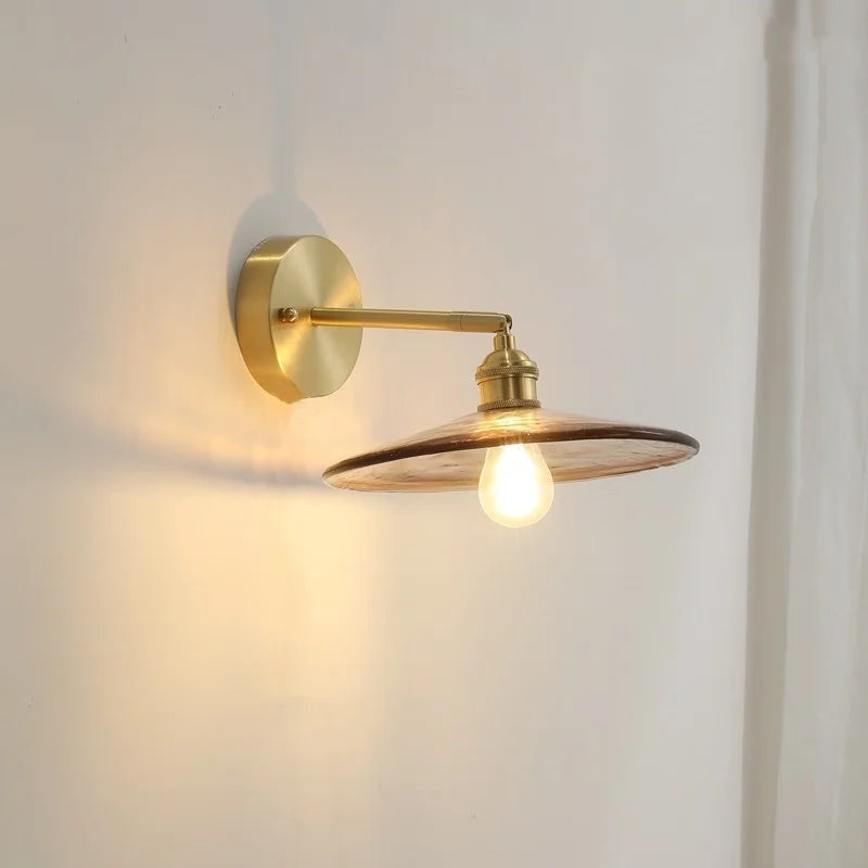 Axyaa Nordic Glass Copper Wall Sconce LED Light Fixture for Home Decor