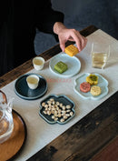 Axyaa Geometric Dessert Plate Set for Tea, Pastries, Snacks, and Fruits