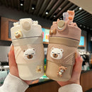 Axyaa Cute Bear Double Drink Thermos Coffee Mug Stainless Steel Tumbler