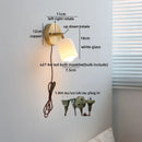 Axyaa LED Wall Light Fixture White Glass Wood Rotate Indoor Up Down Lamp