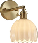 Axyaa Retro Floral Glass Wall Lamp, Modern Bedside LED Sconce