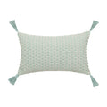 Axyaa Linen Embroidery Leaves Cushion Cover - Beige Green 45x45cm