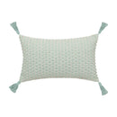 Axyaa Linen Embroidery Leaves Cushion Cover - Beige Green 45x45cm