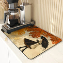 Axyaa Retro Coffee Dish Mat: Absorbent, Anti-slip, Quick Dry Draining Mat for Kitchen and Bathroom
