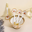 Axya Long Handle Ceramic Soup Spoon, Hand-painted Dessert and Drink Spoon
