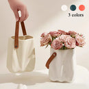 Axyaa Ceramic Vase: Modern Decorative Handbag Vase for Home Flowers & Table Decor
