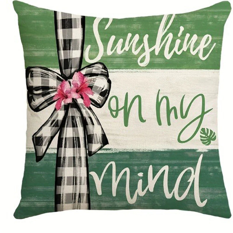Axyaa Flower Bottle Bow Printed Pillowcase - Living Room Decoration
