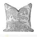 Axyaa Abstract Pattern Embroidered Square Pillow Luxe Cotton Linen Bedroom Sofa Cushion