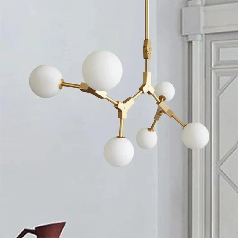 Axya Glass Ball Chandelier: Modern Nordic LED Pendant Lamp for Dining Room & Bar