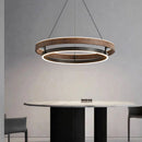 Axyaa Minimalist Wood Chandelier Upper Lower Luminous Retro New Chinese Dining Room Lamp