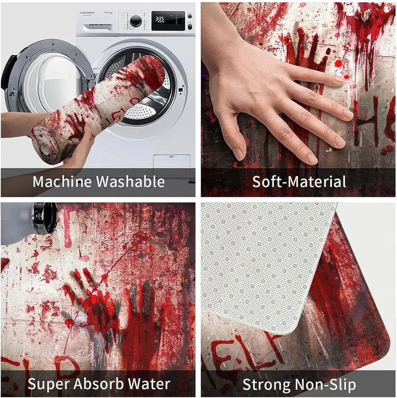 Bloody Footprints Decorative Floor Mat by Axyaa
