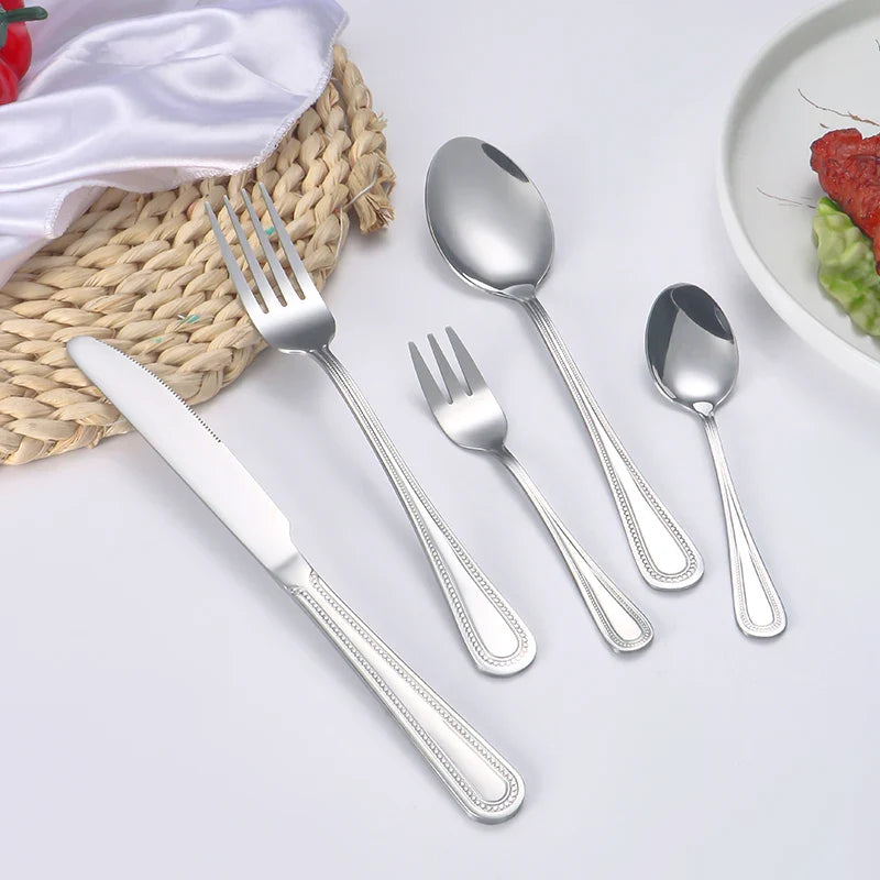 Axyaa Stainless Steel Tableware Set - Knife, Fork, Spoon & Steak Set