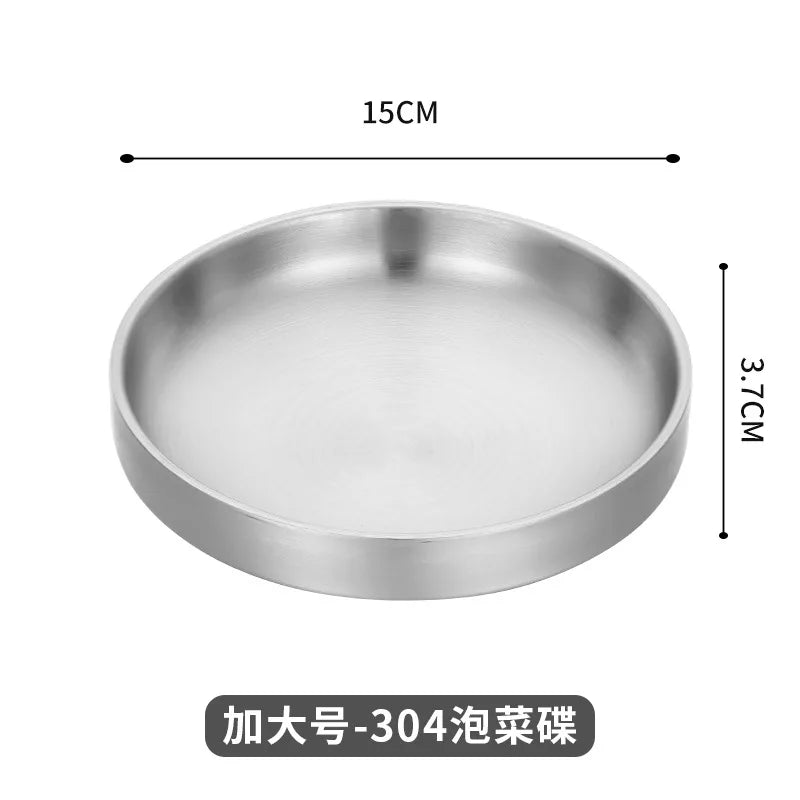 Axyaa Stainless Steel Double Layer Sauce Dip Bowls Snack Plate for BBQ Seasoning