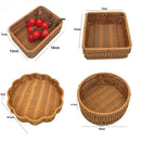 Axyaa Rattan Wicker Serving Baskets - 10 Styles for Bread, Fruit, Vegetables Basket in Khaki