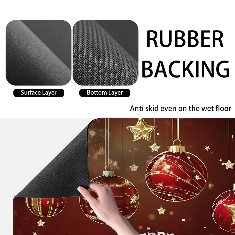 Axyaa Christmas Decor Absorbent Mat for Kitchen and Bathroom