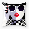 Axyaa Red Lips Stripe Throw Pillow Cover - 45X45CM