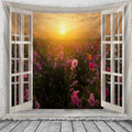 Axyaa 3D Window View Tapestry - Boho Style Wall Decor for Home, Bedroom, Dorm