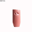 Axyaa Purple Lips Ceramic Vase Abstract Human Face Features Decoration