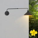 Axyaa Adjustable Black Metal Long Arm Wall Lamp - Retro Bedroom Reading Light