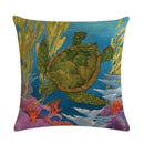 Axyaa Cartoon Sea Pattern Cushion Cover 45*45cm Living Room Sofa Decor Pillowcase