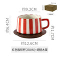 Axyaa Red Stripe Ceramic Coffee Cup with Lid Home Milk Mug