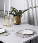 Axyaa Light Grey Faux Leather Oval Placemats for Stylish Table Decor