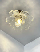 Axyaa Vintage Glass Ceiling Light Metal Wood Fixture Surface Mount Hallway Entryway Kitchen