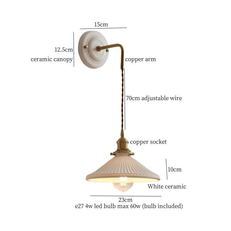 Axyaa Ceramic LED Wall Sconce: Polka Dot Interior Lamp for Bedroom, Bathroom, Loft