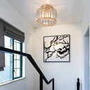Axyaa Crystal Ceiling Light Chandelier LED Flush Mount Fixture E27 Gold Black
