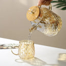 Axya 1.8L Amber Glass Teapot with Bamboo Cover, Perfect for Cold Water and Scented Tea