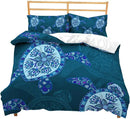 Luxurious Sea Turtle Print Duvet Set by Axyaa - Microfiber Comforter Bedding with 2 Shams