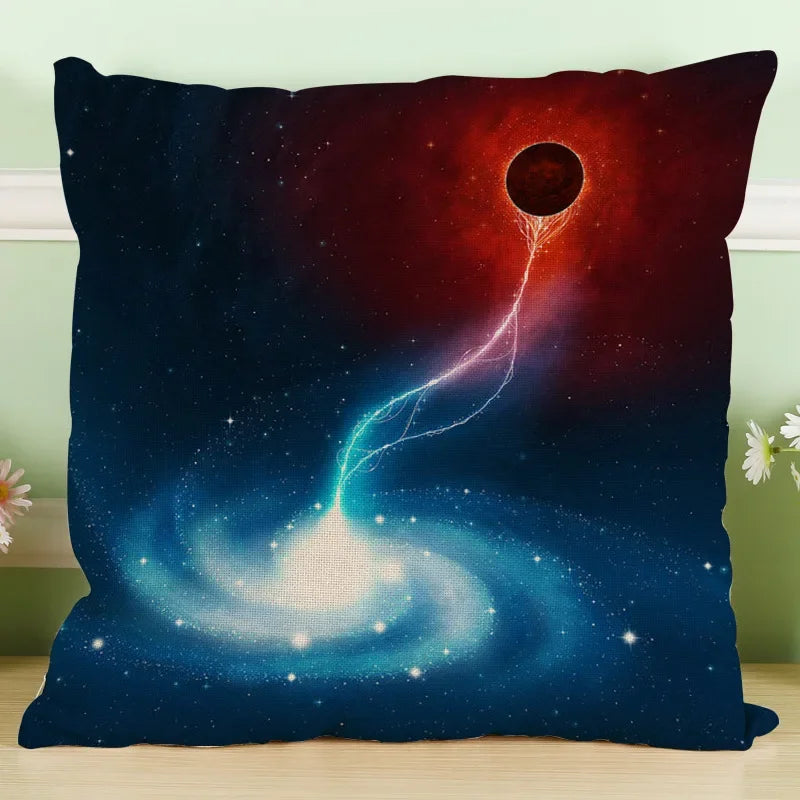 Axyaa Astronomical Map Linen Pillowcase for Home & Office Sofa Decor