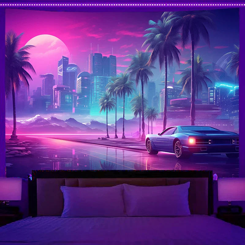 Axyaa Dream City Racing Tapestry - Bedroom Aesthetic Decor and Background Cloth