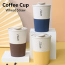 Axyaa Wheat Straw Coffee Cup with Cover - Durable Reusable Portable Drinking Mug