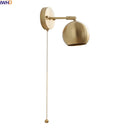 Modern Axyaa Bedside LED Wall Lamps, Swing Arm E27 Bulb, Gold Copper Finish
