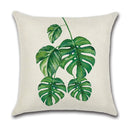 Axyaa Green Leaf Linen Pillowcase, Simple Style Decorative Sofa Cushion Cover