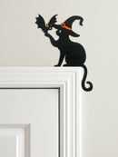 Axyaa Black Cat & Witch Hat Door Topper: Spooky Halloween Decor & Haunted House Ornament
