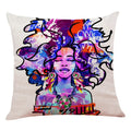 Axyaa African Women Face Print Cushion Cover - 45x45cm Home Decor Pillowcase