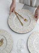 Axya Light Luxury Shell Table Runner & Round Trays for Elegant Tableware Arrangement
