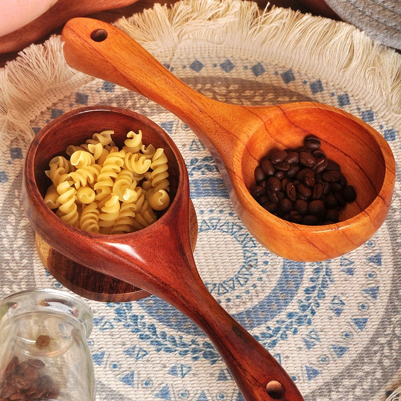 Axyaa Wooden Ramen Spoon Ladle Set - Japanese Style Kitchen Tableware