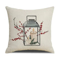 Axyaa Christmas Pinecone Candlestick Linen Print Pillowcase for Home Decor