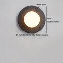 Axyaa White Glass Ball LED Wall Sconce Black Travertine Light Fixture