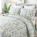 Axyaa Wildflower Floral King Size Microfiber Quilt Set - Lightweight Retro Bed Cover