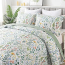 Axyaa Wildflower Floral King Size Microfiber Quilt Set - Lightweight Retro Bed Cover